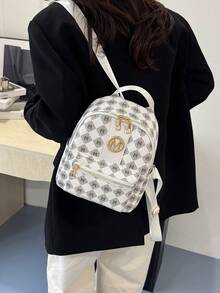时尚休闲新款经典女士双肩包小容量两用皮革牛津手提包 - 白色 - 查看 5