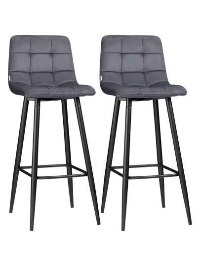 Set Of Bar Stools The Kitchen, Moderne Fluwelen Upholstery Non Slip Steel Legs, Supports Up To 120 Kg, 42 47 105 Cm, Grijs view 3