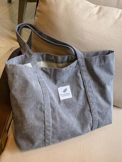 Large Capacity Corduroy Tote Bag, Suitable For Students, Commuting, Travel