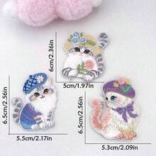 3pcs 3D Embroidered Patch Badges, Heat-Seal Design, Patches For Clothing, Hats, Jackets, DIY, Bowknot, Cat Embroidered Patch Set, Suitable For Phone Cases, Bags, And Clothing Decoration - 3-piece Set - View 3