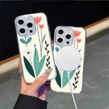 CLEAR  CASE Happy Flowers And Leaves On A Light BackgroundCompatible With  11 To  17 Models The Cases Lens Protection Function Ensures The Camera Remains Undamaged During Shooting  Guaranteeing Image Quality - transparente - Ver 2