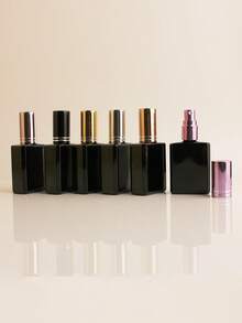 مجموعة من 3/5/10/20 قطعة من زجاجات الرذاذ المسطحة السوداء القابلة لإعادة التعبئة سعة 15 مل، رشاشات محمولة للتونر/العطر، أغطية رشاش باللون الذهبي الوردي/البنفسجي/الوردي، مع قمع وأداة إعادة التعبئة مضمنة - متعدد الألوان - مشاهدة 5