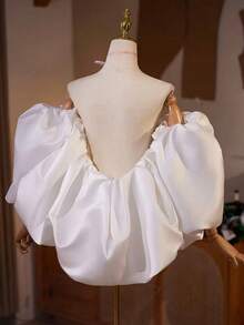 夸张短款新娘披肩，用途广泛，适合欧美新娘、女主人、正式晚宴、时装秀等场合。 - 白色 - 查看 4