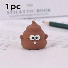 1 Stück/10 Stücke neuartige Stifthalter & Stifte in Kothaufen-Form - Lustige, kreative Büro-Schreibtischzubehör, geeignet für Büro, Schule oder Lernbelohnungen, braun mit verspieltem Gesichtsdesign, süße Schreibwaren, 10 Stücke Set, 1 Stück Farbe