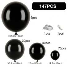 147 Pieces (1 Set) Of Matte Black Party Decoration Balloons Of Different Sizes, Balloon Wreath Arch Set, Unique Exploding Star Shaped Balloons, DIY Balloon Tree, Balloon Arch, Birthday, Wedding, Valentine's Day, Party Decoration, Christmas And New Year Decoration, Wedding Balloon Bouquet, Balloon Set - Multicolor - View 2