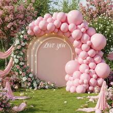 117 piezas (1 set) Decoración de fiesta rosa Maca con globos de diferentes tamaños, set de guirnalda y arco de globos, globos únicos con forma de estrella explosiva, árbol de globos DIY, arco de globos, decoración para cumpleaños, boda, San Valentín, fiesta festiva, Navidad y Año Nuevo, ramo de globos para boda, set de globos - Multicolor - Ver 5