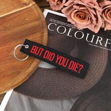 Motorcycle Key Tag BUT DID YOU DIE Personalized Keychain Embroidery Dirt Bike Keyring For Motorcycles Scooters Bikes Cars Key Ring Accessories Black And Red - As Pic - View 3