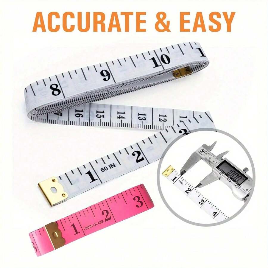 2pcs Flexible Sewing Tape Measure -60 Inches/150cm Soft Sewing Tape Measure, Suitable For Body Measurement, Sewing And DIY Projects, Process Measurement, Stainless Steel End And Lever Lock - Multicolor - View 1
