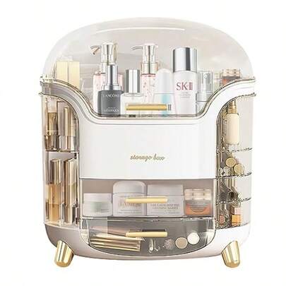 Makeup Organizer And Storage Cosmetics Organizer Box For Countertop With Lid And Drawers Cosmetics Skincare Organizers Box With Waterproof And Dustproof Cover For Bedroom