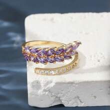 Purple Synthetic Wheat Spike Ring Women, High-End Non-Fading Ring, Fashionable Simple Versatile Ring, Hand Jewelry, Holiday - Purple  Open Ring - View 4