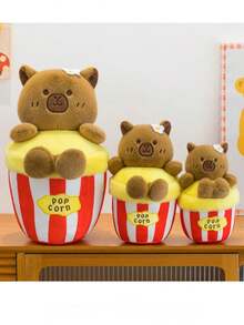 1 szt. pluszowa lalka z popcornem, frytkami i kapibarą, prezent świąteczny dla przyjaciół, prezent z kapibarą na zakończenie studiów doktoranckich, lalka z kapibarą w formie ciasta i deseru, dekoracja z dyni i nietoperza na Halloween