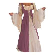 Renaissance Costume Women Medieval Dress Ren Fair Halloween Cosplay - Hoa hồng + XX-Lớn-3X-Lớn - Xem 1