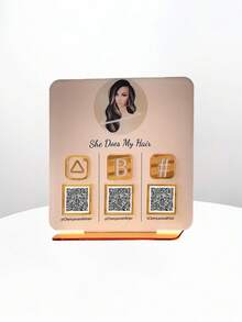 Plaque de signature personnalisée avec code QR, paiement personnel, signature de médias sociaux, signature de produits de beauté, signature pour scanner le paiement, identifiants de codes QR multiples - Rose bonbon - Voir 9