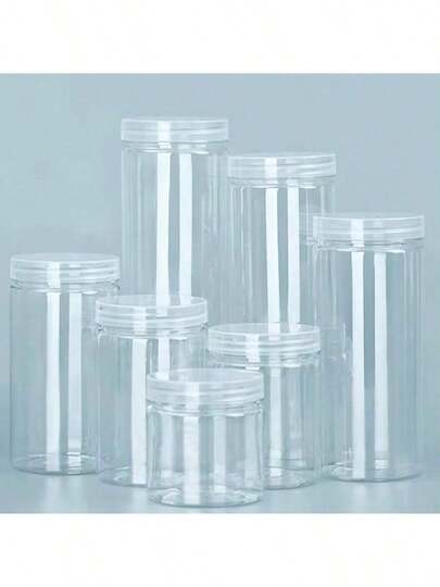 1pc Transparent Plastic Airtight Container, Moisture-Proof Storage Jar For Grains And Cereals, Kitchen Storage Box, Household Storage Bottle.