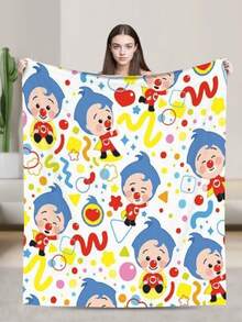 Plim Plim Anime Flannel Blanket For Girls Boys Anime Gifts Throw Blanket Cozy Plush Flannel Fleece Print Blankets Double-Layer Blanket Lightweight Fuzzy For Bed Decor - 黑色 - 查看 1
