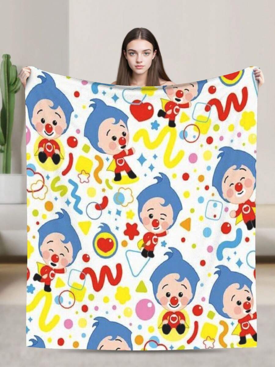 Plim Plim Anime Flannel Blanket For Girls Boys Anime Gifts Throw Blanket Cozy Plush Flannel Fleece Print Blankets Double-Layer Blanket Lightweight Fuzzy For Bed Decor - 黑色 - 查看 1