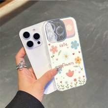 CLEAR  CASE Cute Flowers Illustration With Hearts And Text.Compatible With  11 To  17 Models The Cases Lens Protection Function Ensures The Camera Remains Undamaged During Shooting  Guaranteeing Image Quality - 無色 - 查看 4