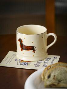 1个/2个可爱波点陶瓷马克杯，金色杯口，卡通狗狗图案，早餐牛奶燕麦粥杯，下午茶咖啡杯，拉花杯，果汁饮料杯，情侣水杯，节日送礼佳品 - 彩色 - 查看 3