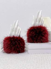 人造毛皮发箍和耳套套装 | 弹力蓬松狐狸毛波西米亚风发饰，女士适用 | 冬季节日派对头饰（1 套）蓬松发箍、毛绒耳罩、冬季发带、波西米亚风配饰、节日装备、情人节礼物