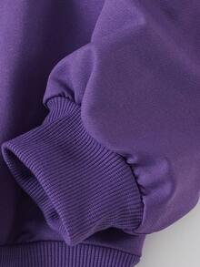 青少年男孩休闲简约酷炫卡通设计运动风格套头衫圆领长袖毛衣秋冬新款男童衣服儿童 - 紫色 - 查看 6