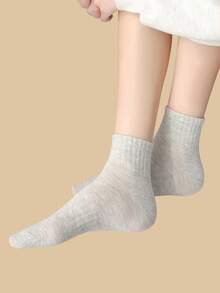 1/6/8/10 Pairs Black & Gray Pattern Unisex Couple Sports Socks, Short Socks, Spring/Summer Holiday Gift - Multicolor - View 6