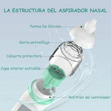 Limpiador  Eléctrico, Extractor de Mocos para con carga USB, Succionador de mocos con 3 cabezales de silicona y espalda, 5 niveles de succión ajustable - Regular - Ver 2