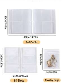 160/84格磨砂透明首饰收纳盒，防氧化首饰整理袋，多功能饰品袋，PVC首饰袋，小型透明首饰袋，纪念品小饰品耳环收纳袋，旅行饰品盒，首饰收纳盒，多层INS风首饰收纳盒 - 白色 - 查看 12
