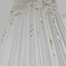 2片装涤纶遮光窗帘 - 高清白金花卉图案印花，适用于卧室、客厅、办公室和家居装饰，杆袋式设计，90克