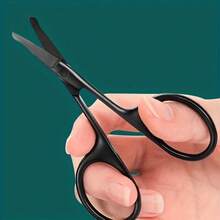 2pcs Safety Round Nose Hair Scissors - Professional Facial Hair Trimming Tool, Easy To Trim Nose Hair Without Pain Or Discomfort, Unisex, Essential Hair Care Product |   Ergonomic Handle |   Durable Scissors - 黑色 - 查看 3