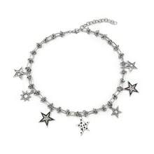 Gothic Star Skull Skeleton Choker Necklace Beaded Y2k Star Necklace Punk Goth Rhinestones Skull Pendant Fairy Grunge Chain Indie Hiphop Choker For Women{Inchcolor_nameinch:InchStarSunRhinestoneinch} - 星日水鑽 - 查看 1