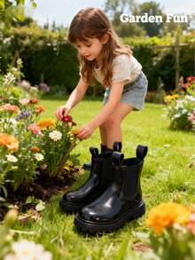 1 Pair Fashionable Solid Color Leather Boots, Unisex, With Side Zipper Design For Easy Wear, Microfiber Leather Upper For Easy Cleaning, Suitable For Outdoor Activities In Autumn/Winter