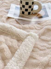 1件装经典菱形图案加厚双层毯，温暖舒适，可作沙发毯，适用于床、房间、客厅、卧室、办公室、露营等场合（紫色/咖啡色） - 卡其色 - 查看 2