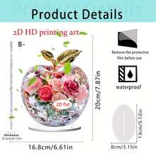 1pc Romantic Coffee Mug House Desktop Ornament, Multifunctional 2D Acrylic, Apple And Rose Design, Valentine's Day/Anniversary Gift - Multicolor - View 9