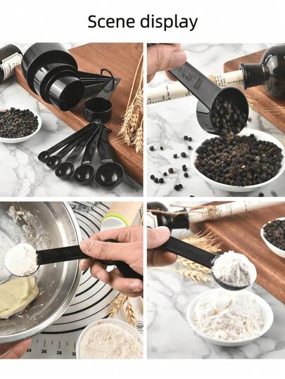 Fcuajdkq Set di 6 Dosatori Misurini in Plastica di Grande Capacità, con Impugnatura Angolata, Accessori Essenziali da Cucina