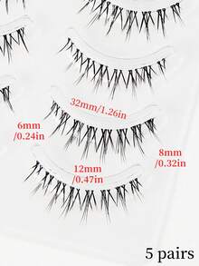 5 pares de pestañas postizas de estilo coreano con llama - Tallo transparente completo, estilo hada ultra fino, longitud de 6-12 mm, ligero y suave, cómodo y fácil de usar, efecto natural y hermoso, encanto de ojos brillantes en 3D, adecuado para salidas diarias, viajes y fiestas, maquillaje de escenario, ahorro de tiempo, adecuado para principiantes y reutilizable, regalo para novias, cumpleaños/Día de San Valentín/Navidad, pestañas nupciales hechas a mano, pestañas naturales, pestañas de extensión - Pestañas Spiky Manga - Ver 5