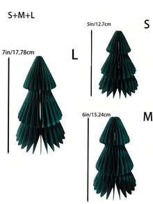 Merry Christmas 3pcs Set: Green Paper Honeycomb Trees - Perfect For Holiday Table Centerpieces, Party Decorations & Gifts, Includes 12.7cm, 15.24cm, 17.78cm Sizes Birthday Home Decor Christmas Decorations Room Decor Winter Christmas Decorations Home Christmas Gifts Christmas Decor - Dark Green - View 15