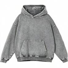 Men's Fashionable Autumn Washed Distressed Pocket Hoodie, Mens Hoodies Vintage Oversized Hoodie Acid Wash Couples Cotton Pullover Hoodies For Men Streetwear Sweatshirts - Street Fashion Outerwear - 灰色 - 查看 8