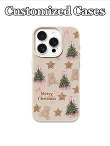 1pc Customizable Christmas Themed Phone Case With Cute Light Brown Bear Design, Compatible With IPhone 17 Pro Max/17 Air/16E/15/14 Plus/13/12/11, S24/20 Ultra/A73/A32/A15/A05S, Note 13 Pro Plus/12C/9S, Made Of TPU Material, Fashionable And Anti-Drop, Adds Holiday Atmosphere, Best Gift For Family And Friends