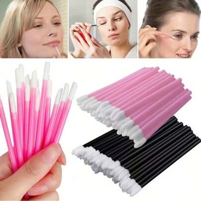 500pcs/Set Disposable Lip Gloss Applicators - Lipstick And Lip Gloss Wands, Ergonomic Design, Durable Plastic And Polyester Bristles, Precise Makeup Application, Suitable For All Skin Tones, Lipstick Storage Case, Fashionable Beauty Tools, Smooth Makeup Finish