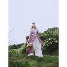 Renaissance Costume Women Ren Faire Dress Outer Garment Costume WomenUnderskirt Not Included - 漸層紫+中 - 查看 3