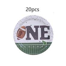 10pcs/20pcs/40pcs/50pcs, Football 1st Birthday Party Tableware Set 1st Year Down 7inch And 9inch Paper Plates,It's Game Time First YearDown Disposable Dinner Plates For Kids Boys Birthday Party Football Theme Supplies - Multicolor - View 12