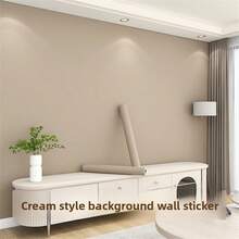 1 Roll Of Frosted Coffee Color Vinyl Self-Adhesive Wallpaper, Sticky Wallpaper, Kitchen, Bedroom, Living Room Warm Style Wall Decoration, Cabinets, Bookcases, Wardrobe Furniture Renovation Decoration, Home Decor, Room Decor, Apartment Decor - Mocha Brown - View 4