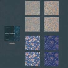 Tomato-jam Girl 1包8张各种金色烫印花朵图案纸，复古风格设计，个性化剪贴簿美学，垃圾日记DIY拼贴卡片材料，手工制作，办公及学校用品 - 彩色 - 查看 16