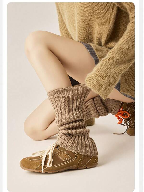 1 par de calentadores de piernas de unicolor, de moda y cálidos, adecuados para el atuendo de vuelta al colegio, calcetines de Halloween, otoño/invierno, casual, vacaciones, atuendo de fiesta de Navidad