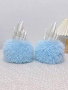 人造毛皮发箍和耳套套装 | 弹力蓬松狐狸毛波西米亚风发饰，女士适用 | 冬季节日派对头饰（1 套）蓬松发箍、毛绒耳罩、冬季发带、波西米亚风配饰、节日装备、情人节礼物