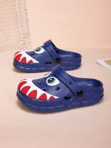 Atmungsaktive Kinder Cartoon Sandalen mit großen Zähnen und großen Augen, zweifarbig, lässig, bequem, rutschfest für Strand und Spiel, leichte EVA Klassische Sandalen/Hausschuhe für Innen und Außen