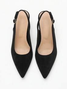 Giày cao gót hở lưng mũi nhọn đính đá cho nữ, giày dự tiệc thời trang đa năng cho mùa xuân/hè - màu đen - Xem 5