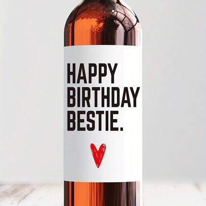 2/4 Packs Birthday Wine Bottle Labels, "Happy Birthday Bestie" Design, Paper Adhesive Tags For 21st 30th 40th 50th 60th Celebrations, No Electricity Or Feathers Required, Best Friend Party Decor