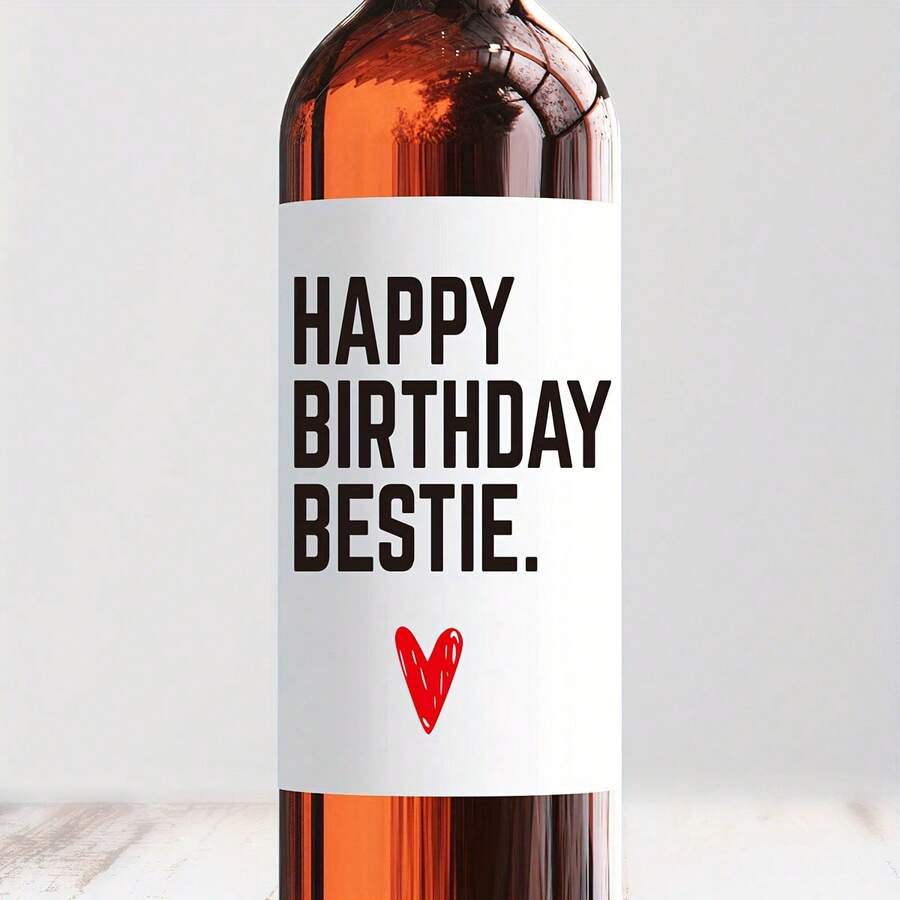 2/4包生日葡萄酒瓶标签，“生日快乐，闺蜜”设计，纸质不干胶标签，适用于21岁、30岁、40岁、50岁、60岁生日庆祝活动，无需用电或羽毛装饰，闺蜜派对装饰 - 彩色 - 查看 1