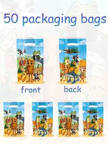 10/30/50pcs Italian Brainrot Tralalero Tralala Theme PE Favor Bags, Brainrot-Meme Shark Image Gift Bags, Storage Bags, Gift Exchange Bags, Birthday Party Supplies, Pearlescent Candy Bags - Multicolor - View 9